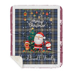 Personalized Gift Tartan Plaid Blanket Clan MacDowall With Funny Santa Snowman Reindeer Merry Christmas Gift Sherpa Blanket, blue plaid sherpa blanket,blue tartan sherpa blanket,Buchan,buffalo plaid sherpa blanket,christmas sherpa blanket,Christmas Throw Blanket