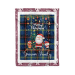 Personalized Gift Tartan Plaid Blanket Clan Grewar With Funny Santa Snowman Reindeer Merry Christmas Fleece Blanket, Christmas Blanket, Plaid Blanket, Tartan Blanket,Scottish Blanket