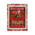 Personalized Gift Plaid Tartan Blanket Clan MacColl With Moose Lover Xmas Gift Santa Riding Christmas Fleece Blanket