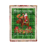 Personalized Gift Plaid Tartan Blanket Clan Galloway District With Moose Lover Xmas Gift Santa Riding Christmas Fleece Blanket