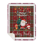 Personalized Gift Tartan Plaid Blanket Clan Lindsay With Funny Santa Snowman Reindeer Merry Christmas Gift Sherpa Blanket, blue plaid sherpa blanket,blue tartan sherpa blanket,Buchan,buffalo plaid sherpa blanket,christmas sherpa blanket,Christmas Throw Blanket