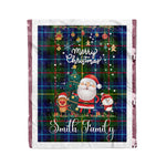 Personalized Gift Tartan Plaid Blanket Clan Smith Modern With Funny Santa Snowman Reindeer Merry Christmas Fleece Blanket, Home Living Room, Plaid Blanket, Tartan Blanket, Scottish Blanket, Buffalo fleece blanket, Christmas Blanket