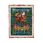 Personalized Gift Plaid Tartan Blanket Clan Kirkpatrick With Moose Lover Xmas Gift Santa Riding Christmas Fleece Blanket