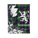 Scotstee Shop Tartan Plaid Fleece Blankets Thistle and Lion Scottish Clan Sutherland Plaid Blanket