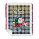 Personalized Gift Tartan Plaid Blanket Clan Bell With Funny Santa Snowman Reindeer Merry Christmas Gift Sherpa Blanket, blue plaid sherpa blanket,blue tartan sherpa blanket,Buchan,buffalo plaid sherpa blanket,christmas sherpa blanket,Christmas Throw Blanket