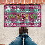 Doormat - Welcome Mat Scottish Clan Crawford Ancient Tartan Door Mat, Plaid Doormat With Thistle and Two Lion Scottish