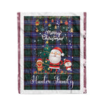 Personalized Gift Tartan Plaid Blanket Clan Hunter With Funny Santa Snowman Reindeer Merry Christmas Fleece Blanket, Christmas Blanket, Plaid Blanket, Tartan Blanket,Scottish Blanket