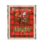 Personalized Gift Plaid Tartan Blanket Clan Darroch With Moose Lover Xmas Gift Santa Riding Christmas Fleece Blanket