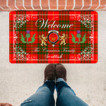 Doormat - Welcome Mat Scottish Clan Cameron Modern Tartan Door Mat, Plaid Doormat With Thistle and Two Lion Scottish