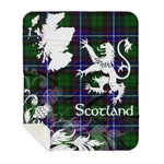 Sherpa Blanket - Tartan Blanket Thistle and Lion Scottish Clan Russell Plaid Blanket, plaid sherpa blanket queen,purple sherpa blanket,queen sherpa blanket,queen size sherpa blanket,red sherpa blanket,scottish tartan blankets,sherpa blanket,sherpa christmas blanket