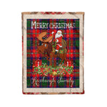 Personalized Gift Plaid Tartan Blanket Clan Roxburgh With Moose Lover Xmas Gift Santa Riding Christmas Fleece Blanket