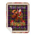 Personalized Gift Plaid Tartan Blanket Clan MacDonnell Of Glengarry Modern With Moose Lover Xmas Gift Santa Riding Buffalo Plaid Christmas Sherpa Blanket