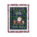 Personalized Gift Tartan Plaid Blanket Clan Gordon With Funny Santa Snowman Reindeer Merry Christmas Fleece Blanket, Christmas Blanket, Plaid Blanket, Tartan Blanket,Scottish Blanket
