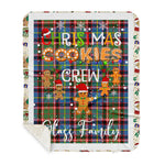 Personalized Gift Tartan Plaid Blanket Clan Glass With Christmas Cookie Baking Crew Christmas Gift Sherpa Blanket, tartan sherpa blanket,buffalo plaid sherpa blanket,christmas sherpa blanket,Christmas Throw Blanket,green plaid sherpa blanket,green sherpa blanket