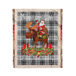Personalized Gift Plaid Tartan Blanket Clan Douglas Grey Modern With Moose Lover Xmas Gift Santa Riding Christmas Fleece Blanket