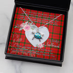 Sea Turtle Necklace Gift for My Beautiful Girlfriend Valentines Necklace Clan MacDonell Of Keppoch Modern Tartan Blue Turtle Necklace
