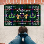 Doormat - Welcome Mat Scottish Clan Davidson Tartan Door Mat, Plaid Doormat With Thistle and Two Lion Scottish