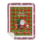 Personalized Gift Tartan Plaid Blanket Clan MacGregor With Funny Santa Snowman Reindeer Merry Christmas Gift Sherpa Blanket, blue plaid sherpa blanket,blue tartan sherpa blanket,Buchan,buffalo plaid sherpa blanket,christmas sherpa blanket,Christmas Throw Blanket