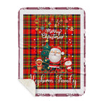 Personalized Gift Tartan Plaid Blanket Clan Hepburn With Funny Santa Snowman Reindeer Merry Christmas Gift Sherpa Blanket, blue plaid sherpa blanket,blue tartan sherpa blanket,Buchan,buffalo plaid sherpa blanket,christmas sherpa blanket,Christmas Throw Blanket