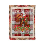 Personalized Gift Plaid Tartan Blanket Clan MacFie With Moose Lover Xmas Gift Santa Riding Christmas Fleece Blanket