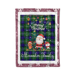 Products Personalized Gift Tartan Plaid Blanket Clan Alexander With Funny Santa Snowman Reindeer Merry Christmas Fleece Blanket