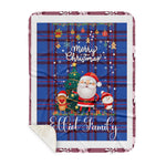 Personalized Gift Tartan Plaid Blanket Clan Elliot With Funny Santa Snowman Reindeer Merry Christmas Gift Sherpa Blanket, blue plaid sherpa blanket,blue tartan sherpa blanket,Buchan,buffalo plaid sherpa blanket,christmas sherpa blanket,Christmas Throw Blanket
