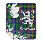 Scotstee Shop - Tartan Blanket Thistle and Lion Scottish Clan Logan Ancient Plaid Blanket - Sherpa Blanket