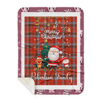 Personalized Gift Tartan Plaid Blanket Clan Robertson Weathered With Funny Santa Snowman Reindeer Merry Christmas Gift Sherpa Blanket, blue plaid sherpa blanket,blue tartan sherpa blanket,Buchan,buffalo plaid sherpa blanket,christmas sherpa blanket,Christmas Throw Blanket