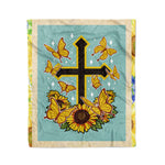 Scotstee Shop - Fleece Blanket - Butterfly Christian Cross Floral Sunflower Round Gifts Fleece Blanket