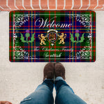 Doormat - Welcome Mat Scottish Clan Chalmers Tartan Door Mat, Plaid Doormat With Thistle and Two Lion Scottish