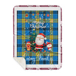 Personalized Gift Tartan Plaid Blanket Clan Laing With Funny Santa Snowman Reindeer Merry Christmas Gift Sherpa Blanket, blue plaid sherpa blanket,blue tartan sherpa blanket,Buchan,buffalo plaid sherpa blanket,christmas sherpa blanket,Christmas Throw Blanket
