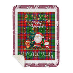 Personalized Gift Tartan Plaid Blanket Clan McCulloch With Funny Santa Snowman Reindeer Merry Christmas Gift Sherpa Blanket, blue plaid sherpa blanket,blue tartan sherpa blanket,Buchan,buffalo plaid sherpa blanket,christmas sherpa blanket,Christmas Throw Blanket