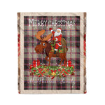 Personalized Gift Plaid Tartan Blanket Clan MacPherson Hunting Ancient With Moose Lover Xmas Gift Santa Riding Christmas Fleece Blanket