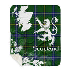 Sherpa Blanket - Tartan Blanket Thistle and Lion Scottish Clan Henderson Modern Plaid Blanket, plaid sherpa blanket queen,purple sherpa blanket,queen sherpa blanket,queen size sherpa blanket,red sherpa blanket,scottish tartan blankets,sherpa blanket,sherpa christmas blanket
