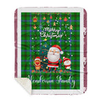 Personalized Gift Tartan Plaid Blanket Clan Henderson Ancient With Funny Santa Snowman Reindeer Merry Christmas Gift Sherpa Blanket, blue plaid sherpa blanket,blue tartan sherpa blanket,Buchan,buffalo plaid sherpa blanket,christmas sherpa blanket,Christmas Throw Blanket