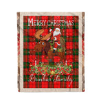 Personalized Gift Plaid Tartan Blanket Clan Dunbar Modern With Moose Lover Xmas Gift Santa Riding Christmas Fleece Blanket