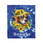 Scotstee Shop - Scotstee Shop Blanket Beagle Dog Love Beagle Sunflower For Dog Lover Blue Tie Dye Hippie Fleece Blanket