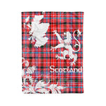 Scotstee Shop Tartan Plaid Fleece Blankets Thistle and Lion Scottish Clan Meikle Plaid Blanket