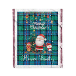 Personalized Gift Tartan Plaid Blanket Clan Flower Of Scotland With Funny Santa Snowman Reindeer Merry Christmas Fleece Blanket, Home Living Room, Plaid Blanket, Tartan Blanket, Scottish Blanket, Buffalo fleece blanket, Christmas Blanket