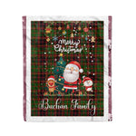 Personalized Gift Tartan Plaid Blanket Clan Buchan With Funny Santa Snowman Reindeer Merry Christmas Fleece Blanket, Home Living Room, Plaid Blanket, Tartan Blanket, Scottish Blanket, Buffalo fleece blanket, Christmas Blanket
