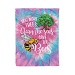 Scotstee Shop - Scotstee Shop Blanket Bees Hug More Trees Clean Our Seas Save The Bees Environment Pink Heart Tie Dye Rainbow Hippie Fleece Blanket