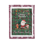 Personalized Gift Tartan Plaid Blanket Clan MacKinnon Hunting Ancient With Funny Santa Snowman Reindeer Merry Christmas Fleece Blanket, Home Living Room, Plaid Blanket, Tartan Blanket, Scottish Blanket, Buffalo fleece blanket, Christmas Blanket