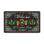 Doormat - Welcome Mat Scottish Clan Carruthers Tartan Door Mat, Plaid Doormat With Thistle and Two Lion Scottish