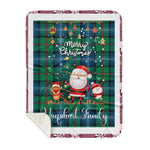Scotstee Shop - Personalized Gift Tartan Plaid Blanket Clan Urquhart Ancient With Funny Santa Snowman Reindeer Merry Christmas Gift Sherpa Blanket