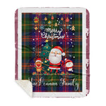Personalized Gift Tartan Plaid Blanket Clan MacLennan With Funny Santa Snowman Reindeer Merry Christmas Gift Sherpa Blanket, blue plaid sherpa blanket,blue tartan sherpa blanket,Buchan,buffalo plaid sherpa blanket,christmas sherpa blanket,Christmas Throw Blanket