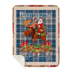 Personalized Gift Plaid Tartan Blanket Clan Napier Modern With Moose Lover Xmas Gift Santa Riding Buffalo Plaid Christmas Sherpa Blanket