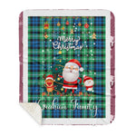 Personalized Gift Tartan Plaid Blanket Clan Graham Of Montrose Ancient With Funny Santa Snowman Reindeer Merry Christmas Gift Sherpa Blanket, blue plaid sherpa blanket,blue tartan sherpa blanket,Buchan,buffalo plaid sherpa blanket,christmas sherpa blanket,Christmas Throw Blanket