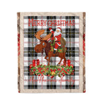 Personalized Gift Plaid Tartan Blanket Clan MacPherson With Moose Lover Xmas Gift Santa Riding Christmas Fleece Blanket