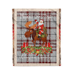 Personalized Gift Plaid Tartan Blanket Clan Clayton With Moose Lover Xmas Gift Santa Riding Christmas Fleece Blanket