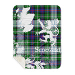 Sherpa Blanket - Tartan Blanket Thistle and Lion Scottish Clan MacKenzie Dress Modern Plaid Blanket, plaid sherpa blanket queen,purple sherpa blanket,queen sherpa blanket,queen size sherpa blanket,red sherpa blanket,scottish tartan blankets,sherpa blanket,sherpa christmas blanket